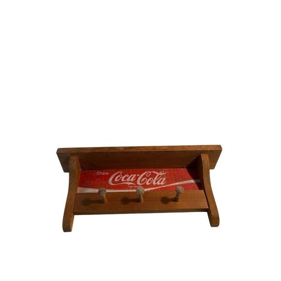 Coke Cola wooden peg coat hat rack 17.5"x3.5" (discoloration) - Picture 1 of 8